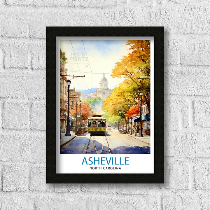 Asheville North Carolina Travel Poster Blue Ridge Mountains Art Southern Charm Poster