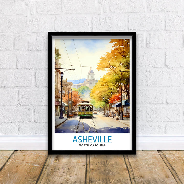 Asheville North Carolina Travel Poster Blue Ridge Mountains Art Southern Charm Poster