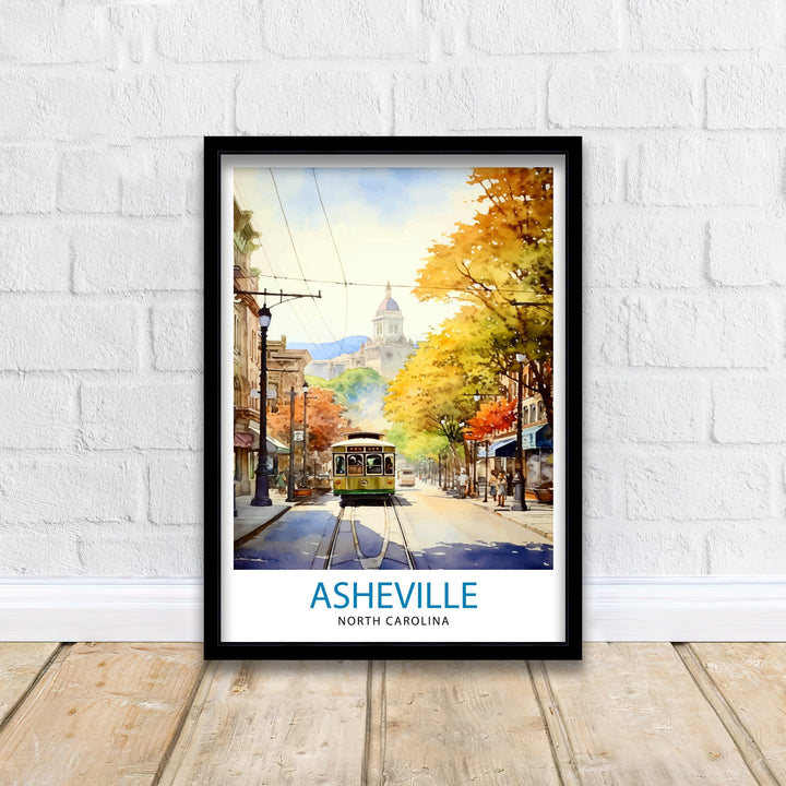 Asheville North Carolina Travel Poster Blue Ridge Mountains Art Southern Charm Poster