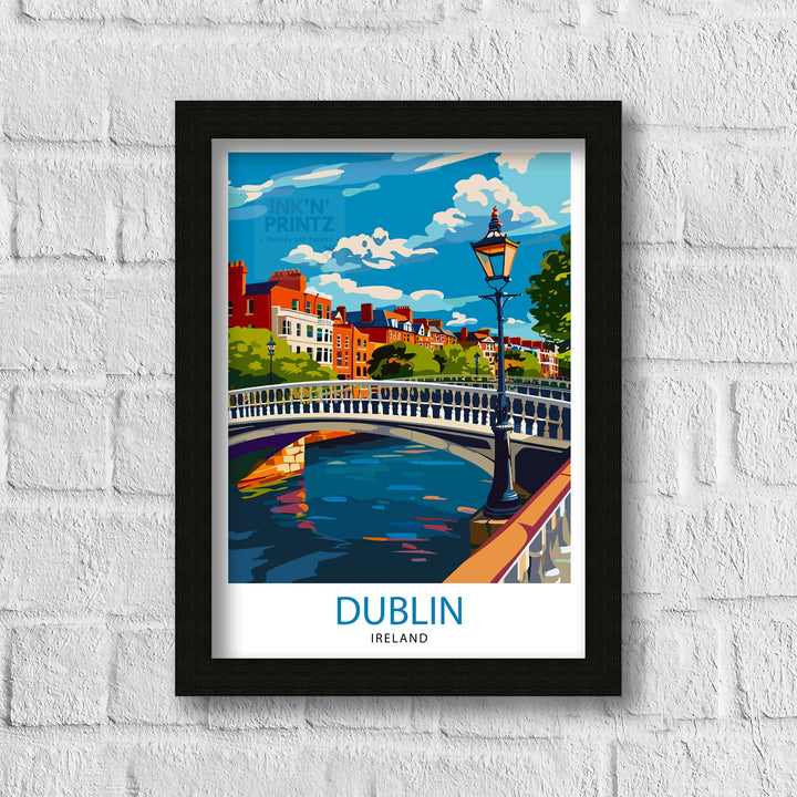 Dublin Ireland Cityscape Poster Lively Temple Bar Scene Dublin Wall Art Historic Georgian Doors Illustration Irish Pub Poster Cultural Decor