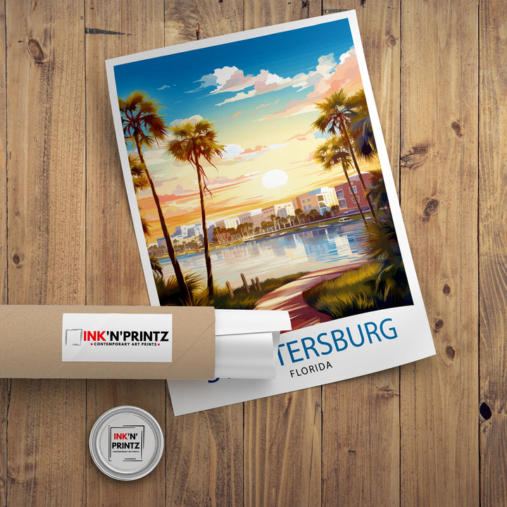 St. Petersburg Florida Travel Poster St. Pete Wall Art Florida Beach Decor St. Petersburg Illustration Travel Poster Gift for Florida Lover