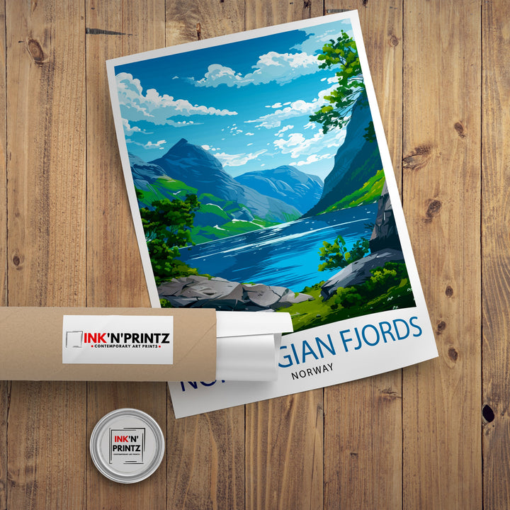 Norwegian Fjords Poster Majestic Norway Landscape Art Scenic Fjord Poster Nordic Nature