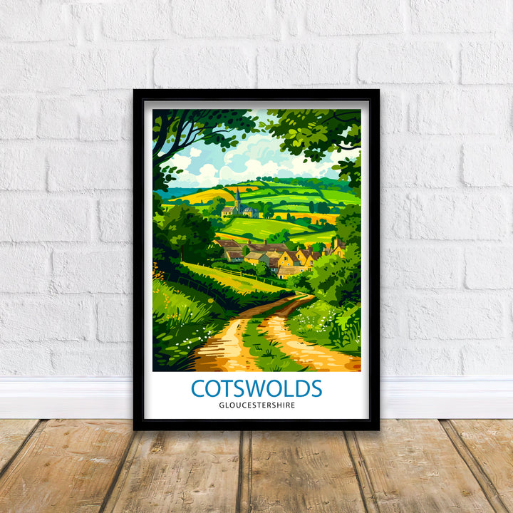 Cotswolds Travel Poster Cotswolds Wall Art Cotswolds Illustration Travel Poster Gift Cotswolds Home Decor