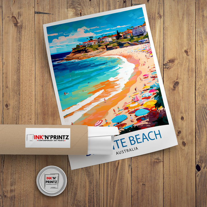Bronte Beach Australia Travel Poster Coastal
