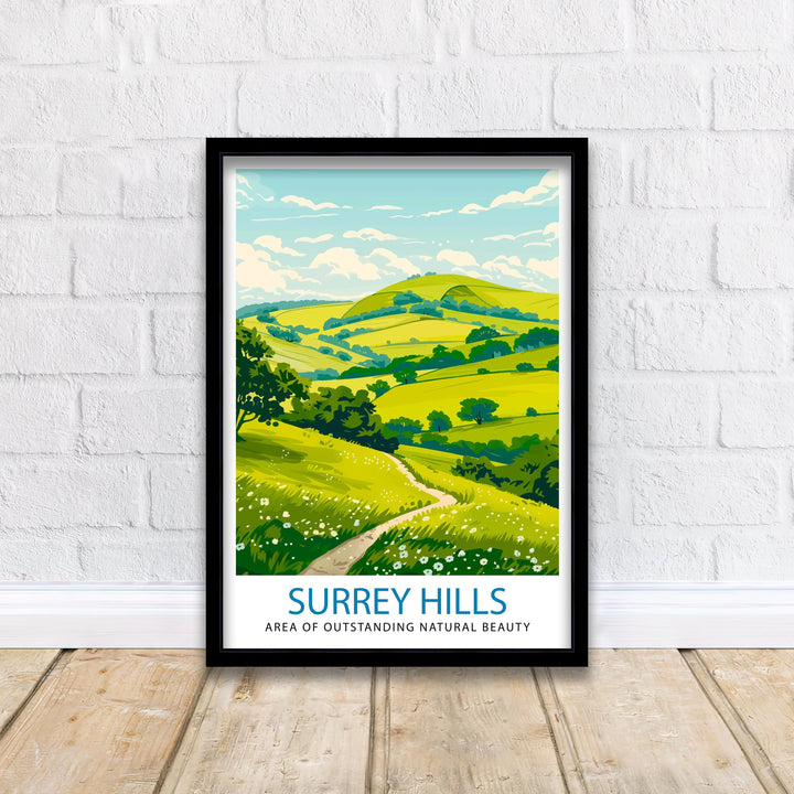 Surrey Hills Travel Poster Wall Art Surrey Hills Wall Hanging Home Décor Surrey Hills Gift Art Lovers England Art Lover Gift Poster Art