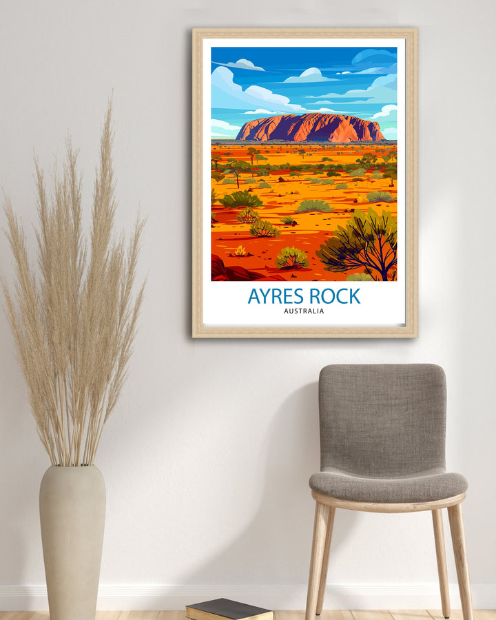 Ayers Rock Australia Travel Poster Wall Art Uluru Wall Hanging Home Décor Uluru Gift Art Lovers Australia Art Lover Gift Poster Art