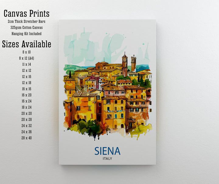 Siena Italy Travel Print Wall Decor Siena Wall Decor Siena Poster Tuscany Travel Prints Siena Art Print Siena Illustration Siena Wall