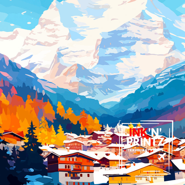 Wengen Switzerland Travel Print Wall Decor Wall Art Wengen Wall Hanging Home Décor Wengen Gift Art Lovers Switzerland Art Lover Gift Print