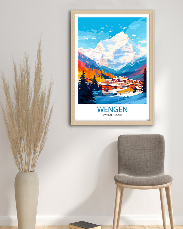 Wengen Switzerland Travel Print Wall Decor Wall Art Wengen Wall Hanging Home Décor Wengen Gift Art Lovers Switzerland Art Lover Gift Print