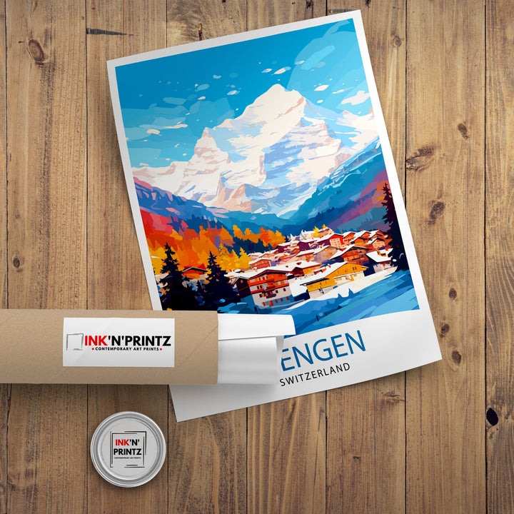 Wengen Switzerland Travel Print Wall Decor Wall Art Wengen Wall Hanging Home Décor Wengen Gift Art Lovers Switzerland Art Lover Gift Print