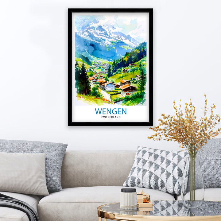 Wengen Switzerland Travel Print Wall Decor Wall Art Wengen Wall Hanging Home Décor Wengen Gift Art Lovers Switzerland Art Lover Gift Print
