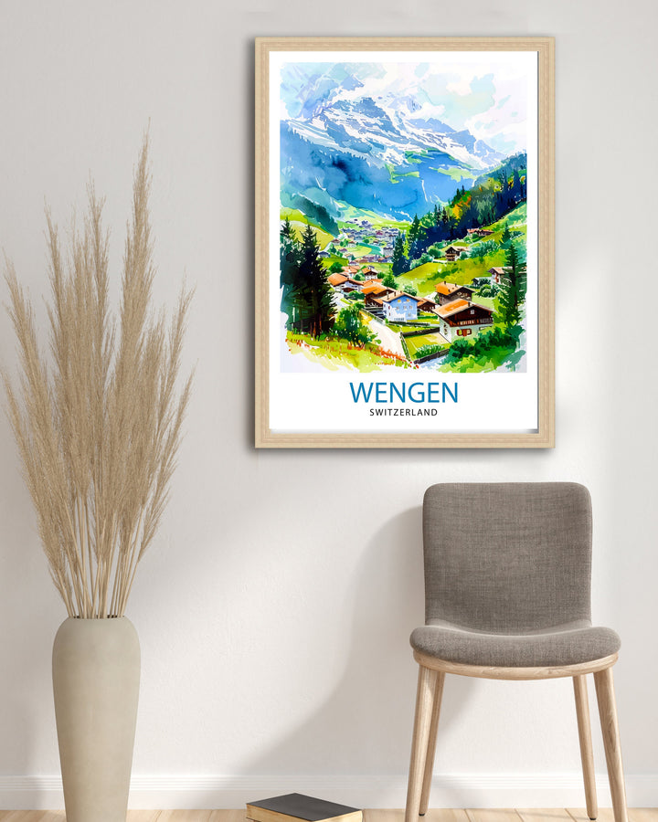 Wengen Switzerland Travel Print Wall Decor Wall Art Wengen Wall Hanging Home Décor Wengen Gift Art Lovers Switzerland Art Lover Gift Print