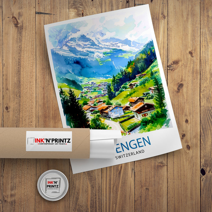 Wengen Switzerland Travel Print Wall Decor Wall Art Wengen Wall Hanging Home Décor Wengen Gift Art Lovers Switzerland Art Lover Gift Print