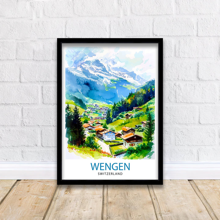 Wengen Switzerland Travel Print Wall Decor Wall Art Wengen Wall Hanging Home Décor Wengen Gift Art Lovers Switzerland Art Lover Gift Print