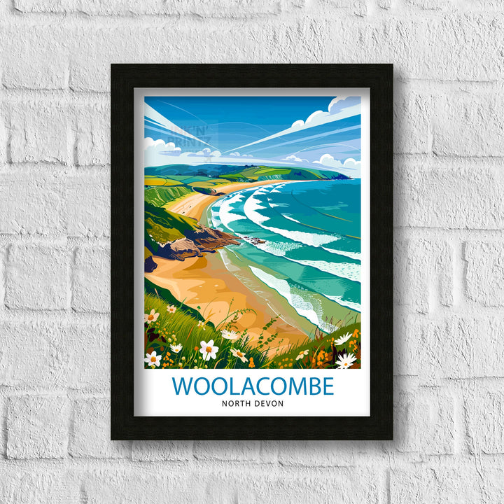 Woolacombe North Devon Travel Print Wall Decor Wall Art Woolacombe Wall Hanging Home Décor Woolacombe Gift Art Lovers UK Art Lover Gift