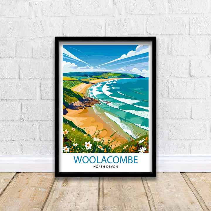 Woolacombe North Devon Travel Print Wall Decor Wall Art Woolacombe Wall Hanging Home Décor Woolacombe Gift Art Lovers UK Art Lover Gift