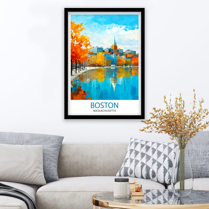 Boston Massachusetts Travel Print Wall Decor Wall Art Boston Wall Hanging Home Décor Boston Gift Art Lovers Massachusetts Art Lover Gift