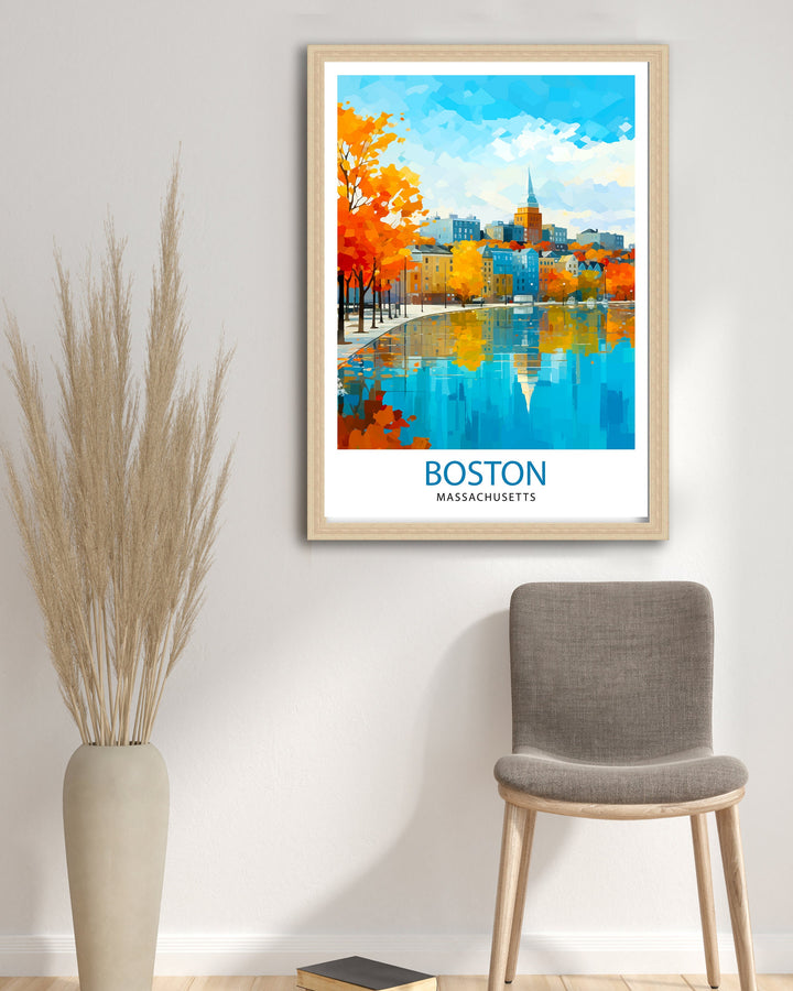Boston Massachusetts Travel Print Wall Decor Wall Art Boston Wall Hanging Home Décor Boston Gift Art Lovers Massachusetts Art Lover Gift