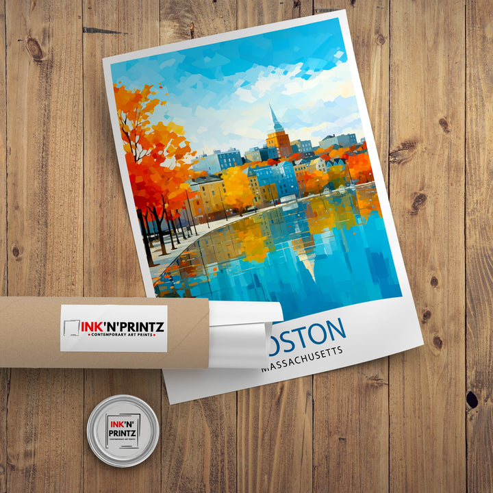 Boston Massachusetts Travel Print Wall Decor Wall Art Boston Wall Hanging Home Décor Boston Gift Art Lovers Massachusetts Art Lover Gift