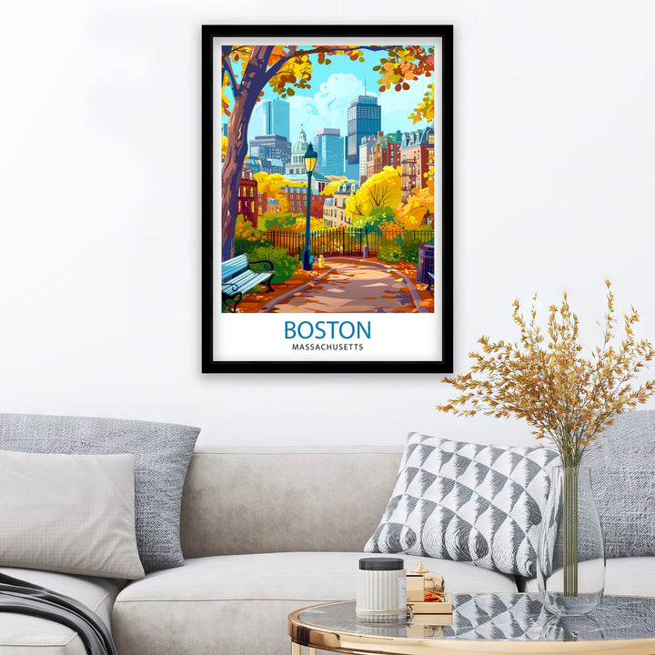 Boston Massachusetts Travel Print Wall Decor Wall Art Boston Wall Hanging Home Décor Boston Gift Art Lovers Massachusetts Art Lover Gift