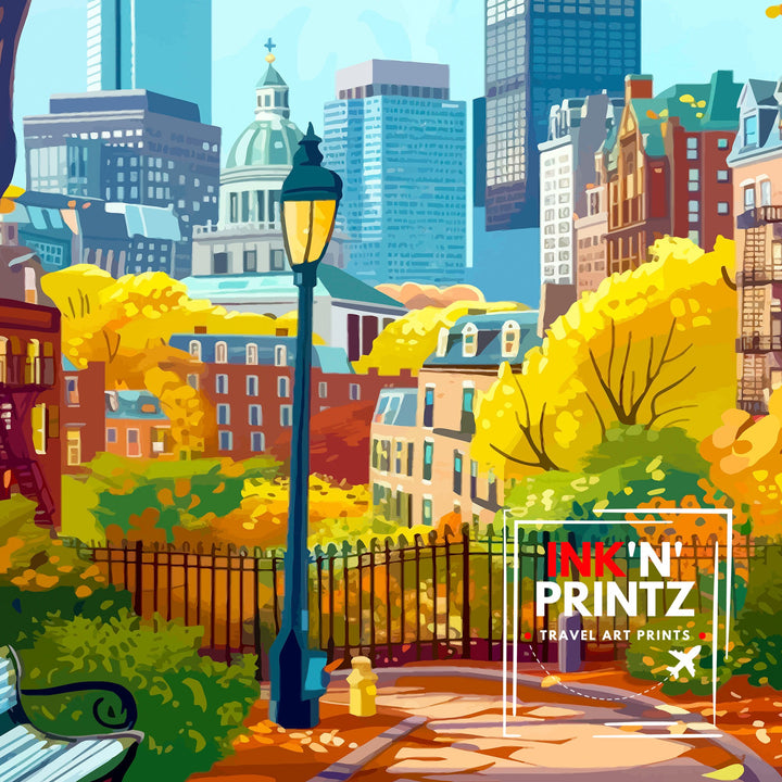 Boston Massachusetts Travel Print Wall Decor Wall Art Boston Wall Hanging Home Décor Boston Gift Art Lovers Massachusetts Art Lover Gift