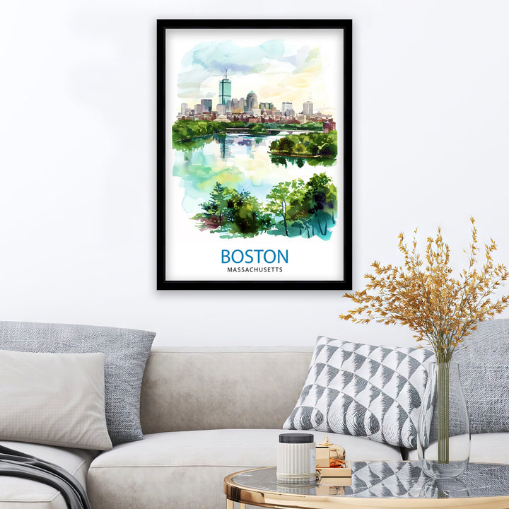 Boston Massachusetts Travel Print Wall Decor Wall Art Boston Wall Hanging Home Décor Boston Gift Art Lovers Massachusetts Art Lover Gift