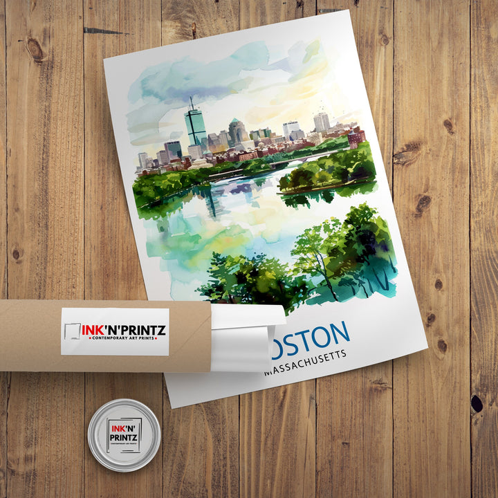 Boston Massachusetts Travel Print Wall Decor Wall Art Boston Wall Hanging Home Décor Boston Gift Art Lovers Massachusetts Art Lover Gift
