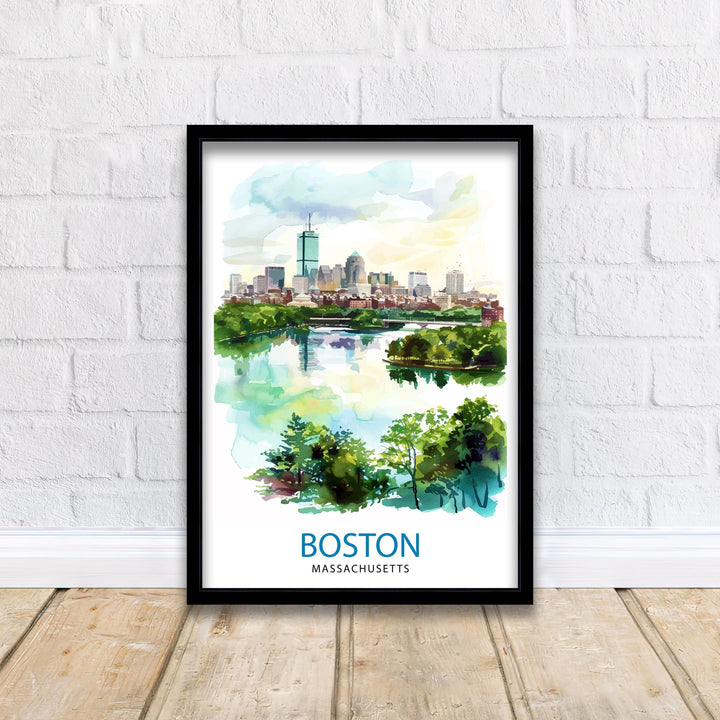 Boston Massachusetts Travel Print Wall Decor Wall Art Boston Wall Hanging Home Décor Boston Gift Art Lovers Massachusetts Art Lover Gift