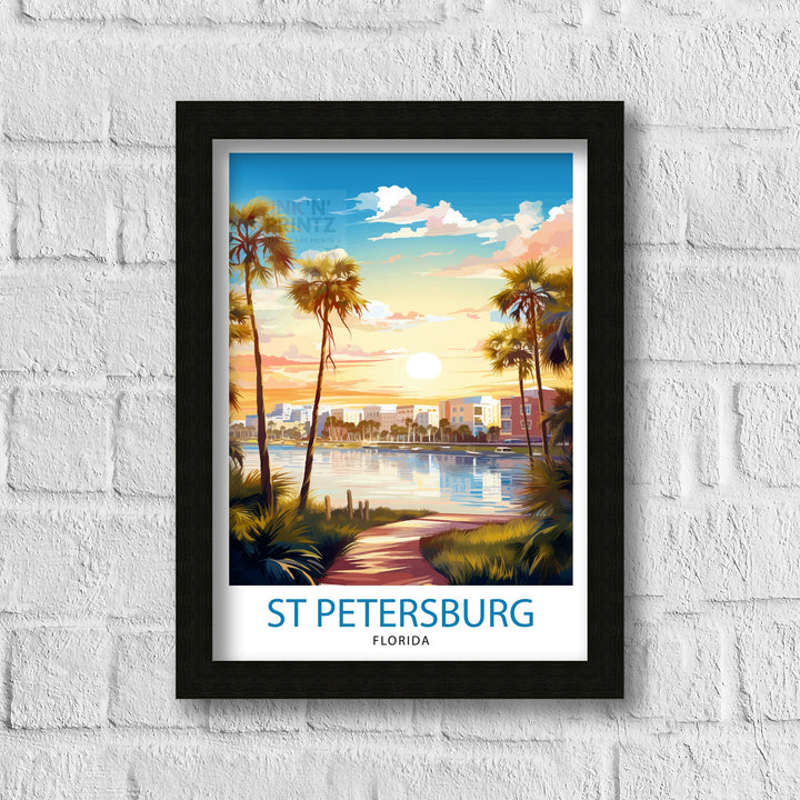 St. Petersburg Florida Travel Poster St. Pete Wall Art Florida Beach Decor St. Petersburg Illustration Travel Poster Gift for Florida Lover