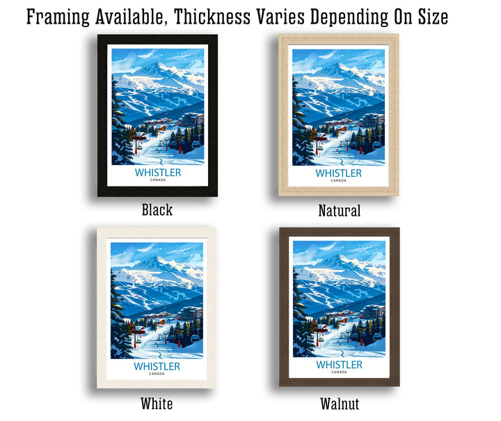 Whistler Ski Resort Travel Poster Canadian Winter Wonderland Art Mountain Slopes Poster British Columbia Skiing
