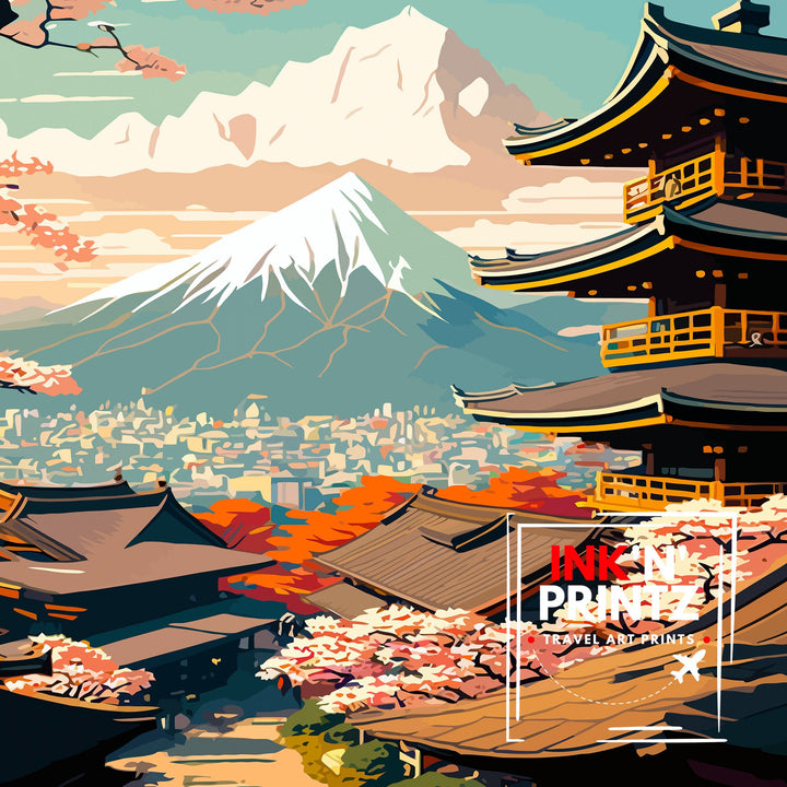 Kyoto Japan Travel Print Japan Wall Decor Kyoto Poster Japan Travel Prints Kyoto Art Print Kyoto Japan Illustration Kyoto Wall Art Japan
