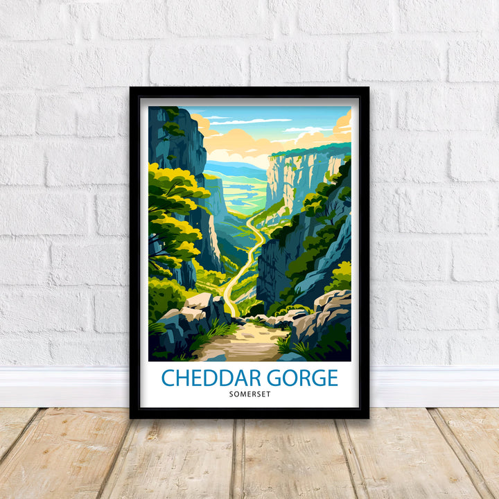 Cheddar Gorge Somerset Travel Poster Wall Art Cheddar Gorge Wall Hanging Home Décor Cheddar Gorge Gift Art Lovers Somerset Art Lover Gift