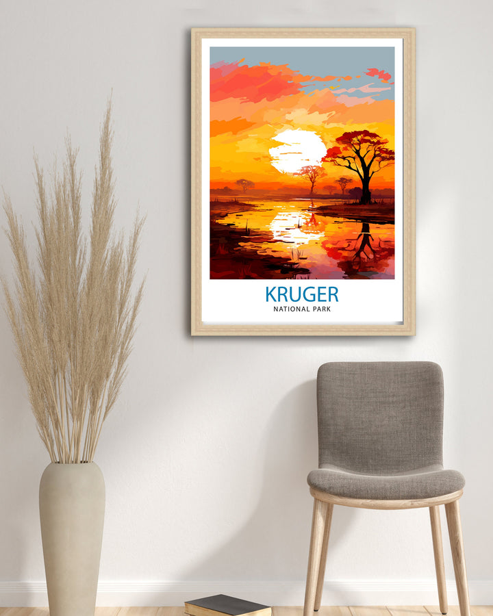 Kruger National Park Travel Poster Wall Art Kruger National Park Wall Hanging Home Décor Kruger National Park Gift Art Lovers South