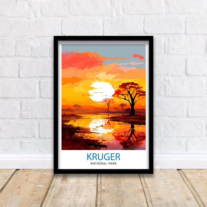 Kruger National Park Travel Poster Wall Art Kruger National Park Wall Hanging Home Décor Kruger National Park Gift Art Lovers South