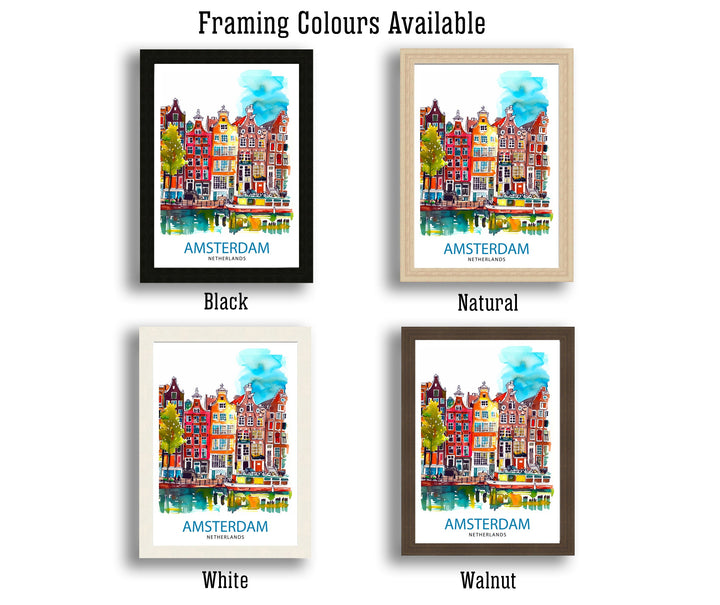 Amsterdam Travel Poster Amsterdam Wall Art Amsterdam Cityscape Netherlands Illustration Amsterdam Travel Poster Gift for Amsterdam Lovers