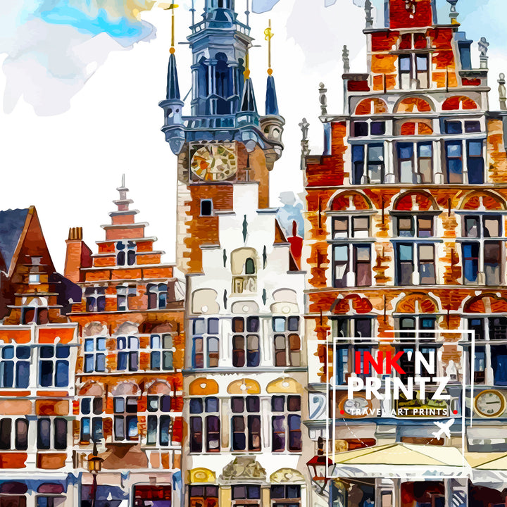 Brussels Belgium Travel Print Brussels Wall Decor Brussels Poster Belgium Travel Prints Brussels Art Print Brussels Illustration Brussels