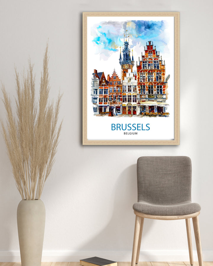 Brussels Belgium Travel Print Brussels Wall Decor Brussels Poster Belgium Travel Prints Brussels Art Print Brussels Illustration Brussels