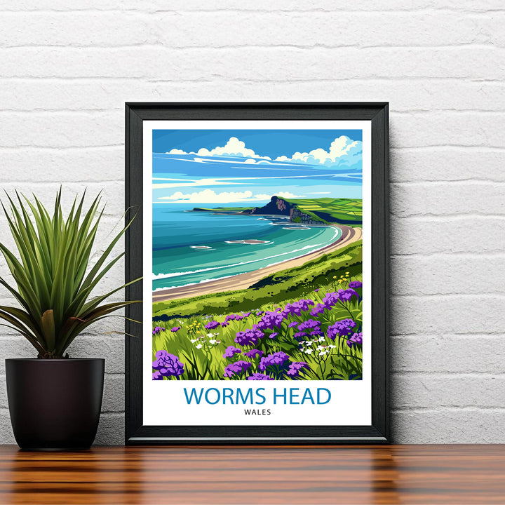 Worms Head Wales Travel Poster