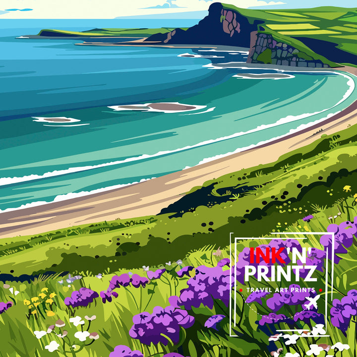 Worms Head Wales Travel Poster