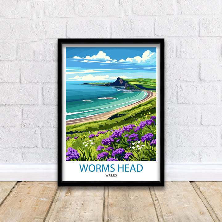 Worms Head Wales Travel Poster