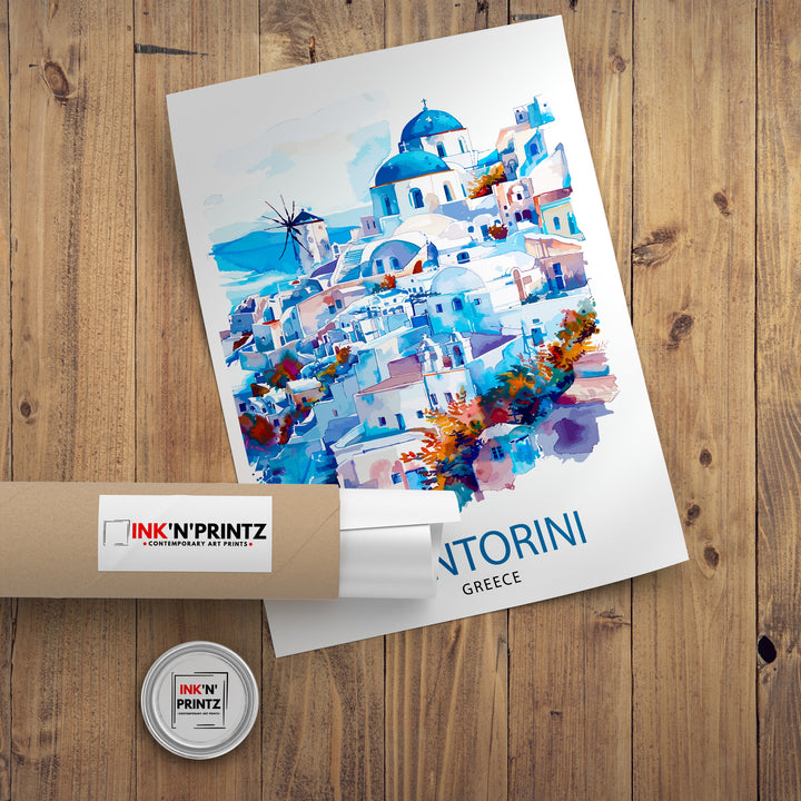 Santorini Greece Travel Poster Santorini