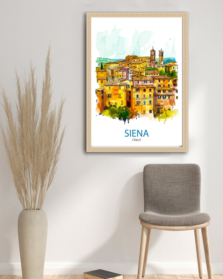Siena Italy Travel Print Wall Decor Siena Wall Decor Siena Poster Tuscany Travel Prints Siena Art Print Siena Illustration Siena Wall