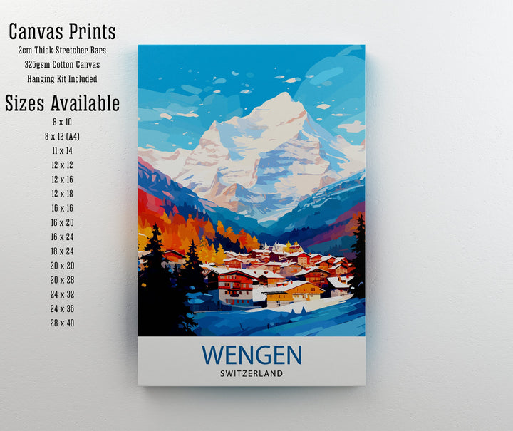 Wengen Switzerland Travel Print Wall Decor Wall Art Wengen Wall Hanging Home Décor Wengen Gift Art Lovers Switzerland Art Lover Gift Print