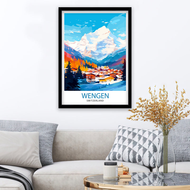 Wengen Switzerland Travel Print Wall Decor Wall Art Wengen Wall Hanging Home Décor Wengen Gift Art Lovers Switzerland Art Lover Gift Print