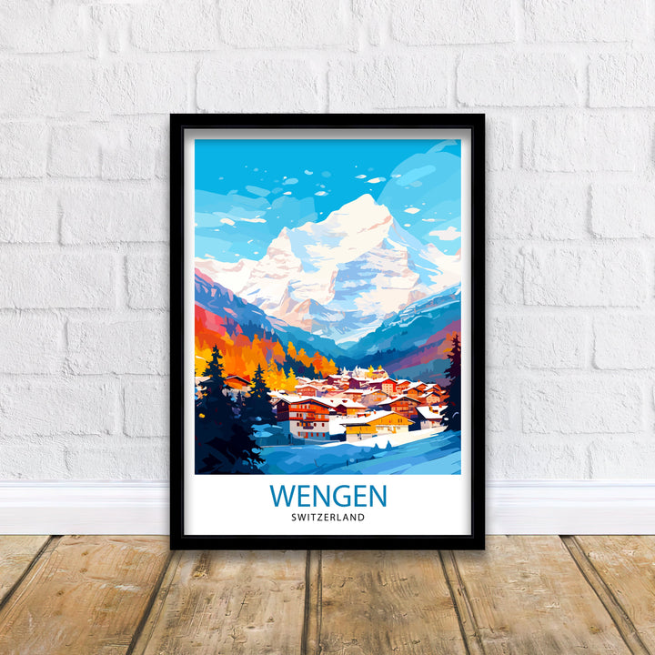 Wengen Switzerland Travel Print Wall Decor Wall Art Wengen Wall Hanging Home Décor Wengen Gift Art Lovers Switzerland Art Lover Gift Print