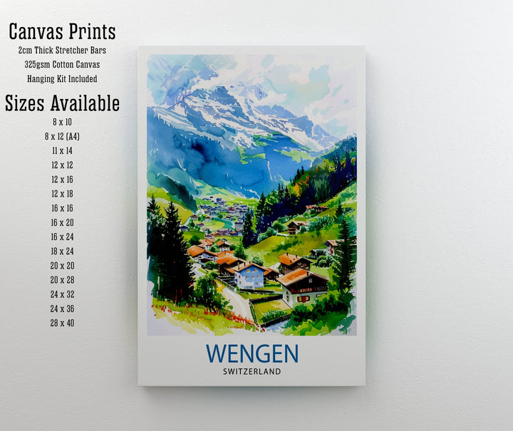 Wengen Switzerland Travel Print Wall Decor Wall Art Wengen Wall Hanging Home Décor Wengen Gift Art Lovers Switzerland Art Lover Gift Print