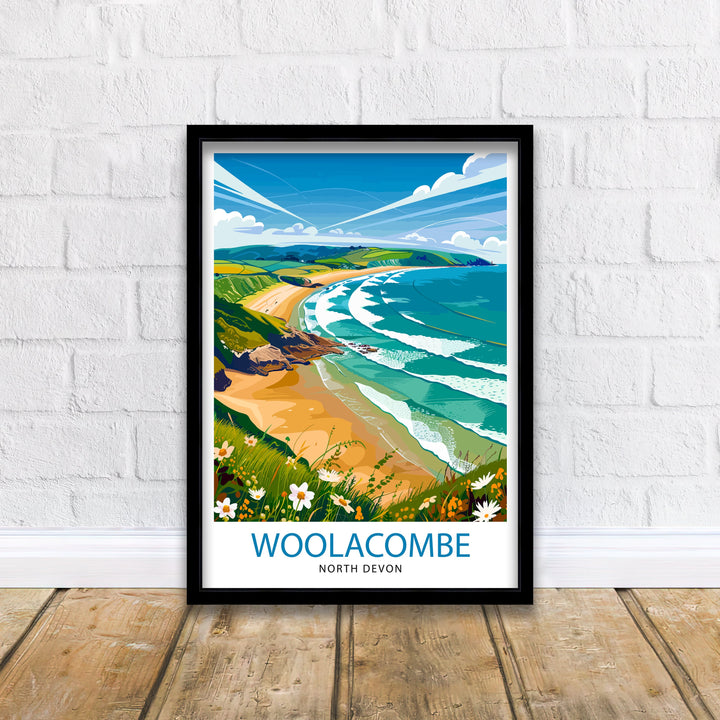 Woolacombe North Devon Travel Print Wall Decor Wall Art Woolacombe Wall Hanging Home Décor Woolacombe Gift Art Lovers UK Art Lover Gift
