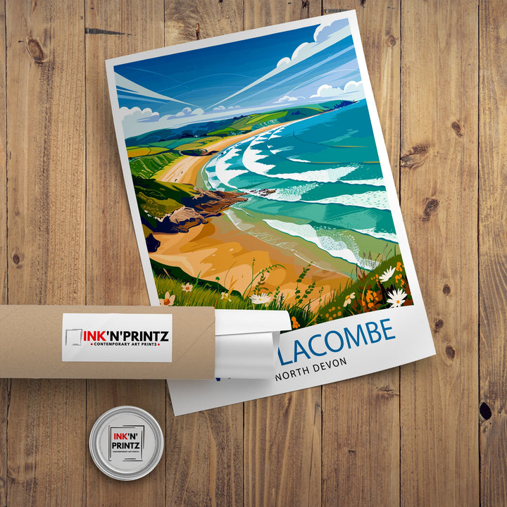 Woolacombe North Devon Travel Print Wall Decor Wall Art Woolacombe Wall Hanging Home Décor Woolacombe Gift Art Lovers UK Art Lover Gift