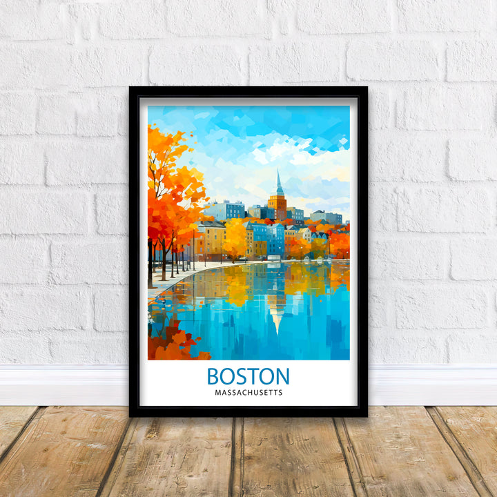 Boston Massachusetts Travel Print Wall Decor Wall Art Boston Wall Hanging Home Décor Boston Gift Art Lovers Massachusetts Art Lover Gift