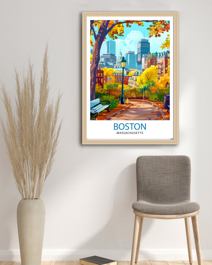 Boston Massachusetts Travel Print Wall Decor Wall Art Boston Wall Hanging Home Décor Boston Gift Art Lovers Massachusetts Art Lover Gift